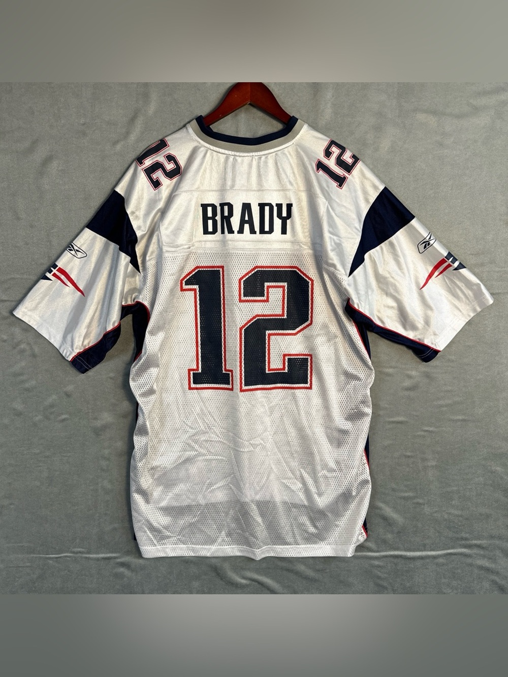 Vintage Reebok Tom Brady #12 New England Patriots White Jersey Men’s XXL